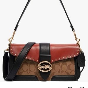 Coach Purse , Orange,Tan color block